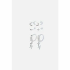 Accessorize Platinum-Plated Celestial Earring Set For Female
