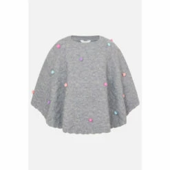 Accessorize Girls Pom-Pom Poncho For Female