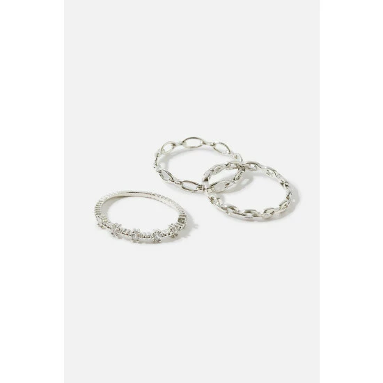 Accessorize Platinum-Plated Stacking Rings For Female 3 Accessorize Platinum-Plated Stacking Rings For Female
