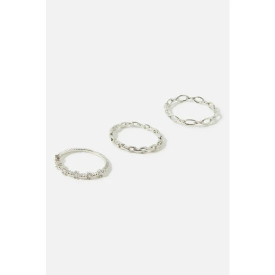 Accessorize Platinum-Plated Stacking Rings For Female 4 Accessorize Platinum-Plated Stacking Rings For Female - Image 2