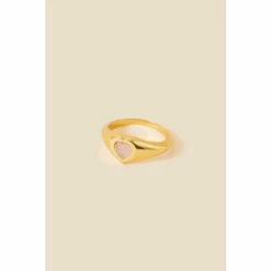 Accessorize Gold-Plated Rose Quartz Heart Signet Ring For Female -Accessorize Shop unnamed file 2681