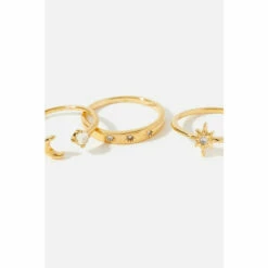 Accessorize Gold-Plated Celestial Stacking Ring Set For Female -Accessorize Shop unnamed file 2726