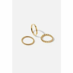 Accessorize Gold-Plated Band Stacking Rings For Female