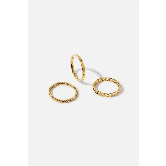 Accessorize Gold-Plated Band Stacking Rings For Female 3 Accessorize Gold-Plated Band Stacking Rings For Female