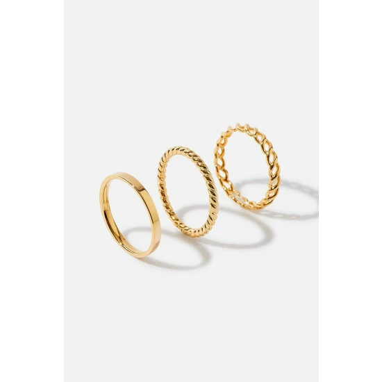 Accessorize Gold-Plated Band Stacking Rings For Female 4 Accessorize Gold-Plated Band Stacking Rings For Female - Image 2