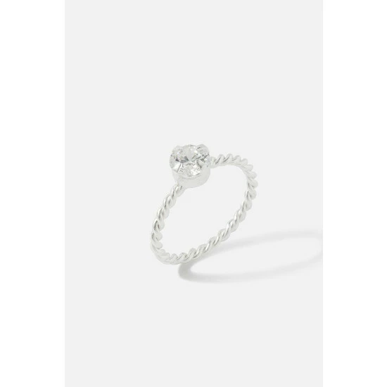 Accessorize Sterling Silver Round Cut Cubic Zirconia Twist Ring For Female 4 Accessorize Sterling Silver Round Cut Cubic Zirconia Twist Ring For Female - Image 2