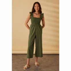 Accessorize Shirred Frill Shoulder Jumpsuit For Female