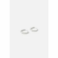 Accessorize Sterling Silver Pave Mini Huggie Hoops For Female