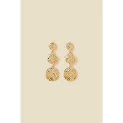 Accessorize Textured Circle Long Drop Earrings For Female