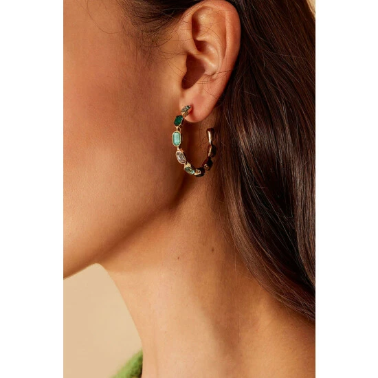 Accessorize Large Gem Hoop Earrings For Female 4 Accessorize Large Gem Hoop Earrings For Female - Image 2