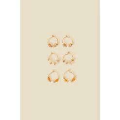 Accessorize Beaded Hoop Earrings Set Of Three For Female