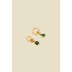 Accessorize Gold-Plated Heirloom Malachite Charm Earrings For Female