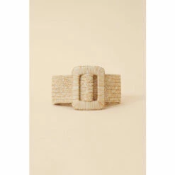 Accessorize Square Buckle Natural Weave Belt For Female