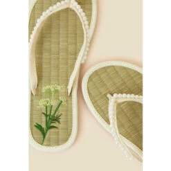 Accessorize Pearl Embroidered Seagrass Flip Flops For Female -Accessorize Shop unnamed file 827